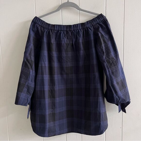 Tibi Off The Shoulder Plaid Tunic - Picture 8 of 13